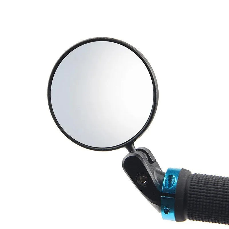 Black ABS convex rearview mirror showing 7cm diameter reflector and adjustable stem.