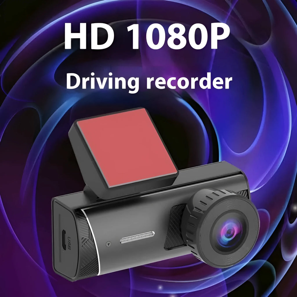 Black WIFI connected dashcam with touch screen and wide-angle lens for car recording