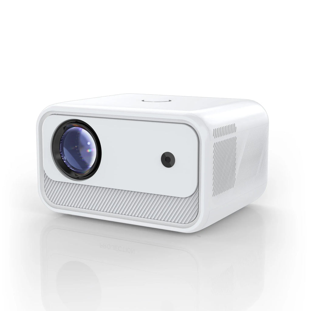 White home office HD projector with 1080p resolution and electric focus