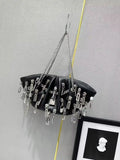 Niche chain cloud shoulder crossbody metal handbag in PU with dumbbell shape, chain and lock details, street trend style