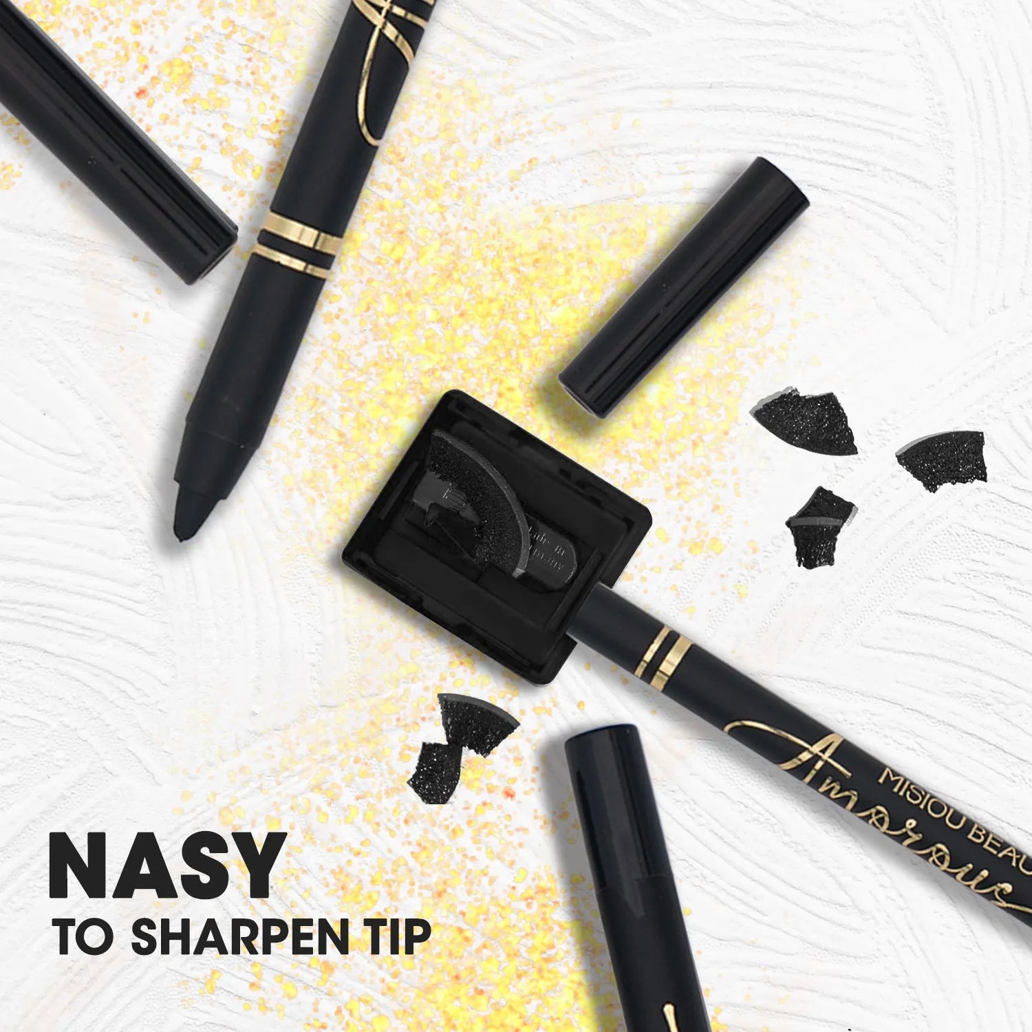 Black liquid eyeliner with smooth applicator for defined eye lines