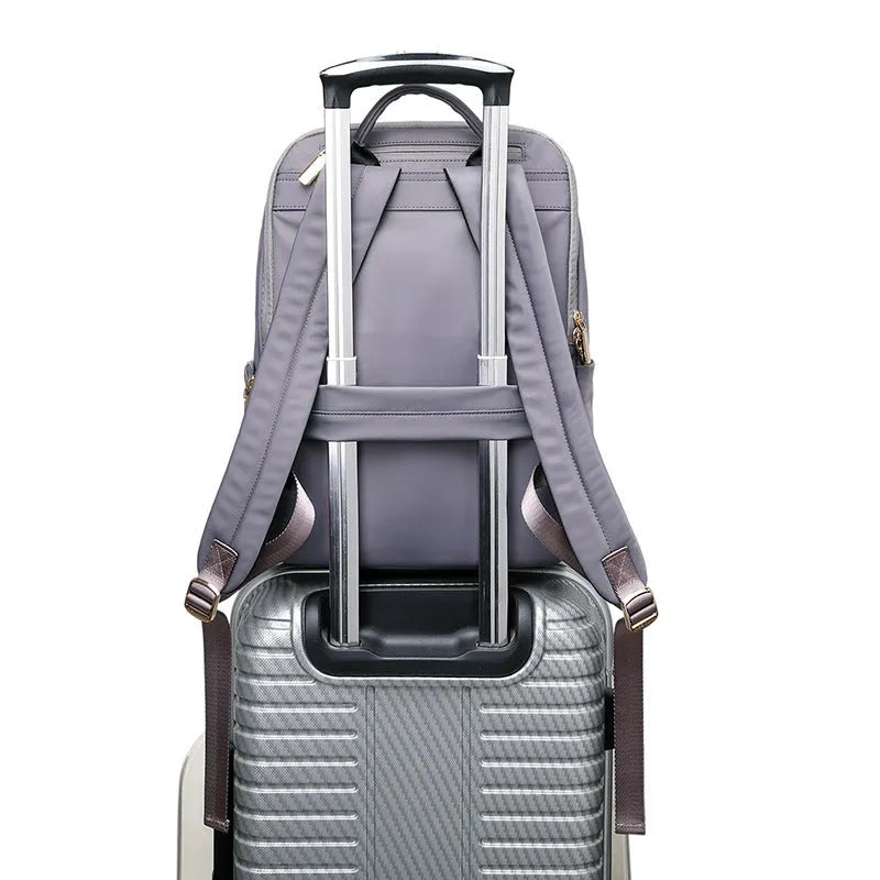 Oxford cloth women's backpack in black colour with padded straps and large main compartment