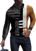 Men's grey long sleeve casual top with a black 3D printed striped pattern on the front.