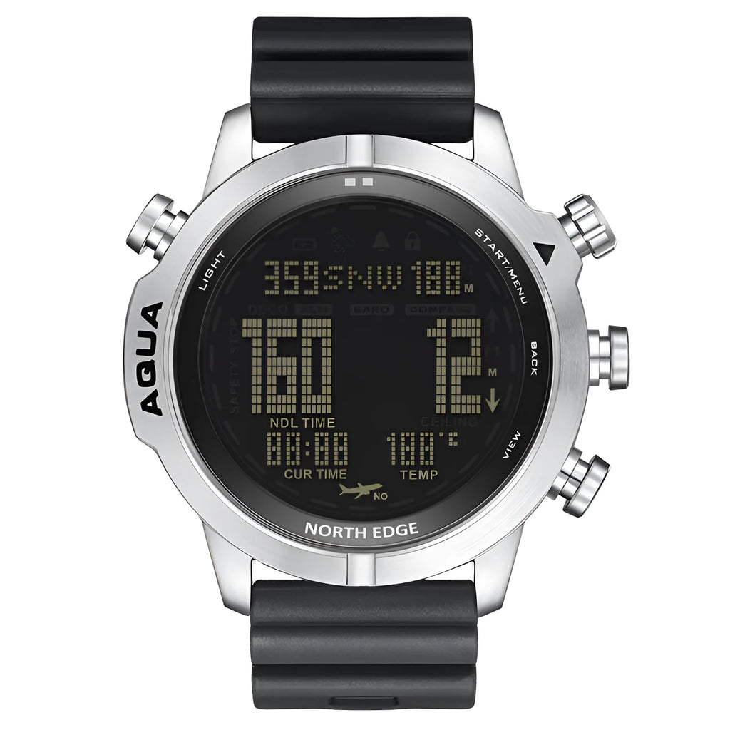 Smart watch for outdoor sports with black or white dial, 1.46-inch tempered glass screen, and 48mm case