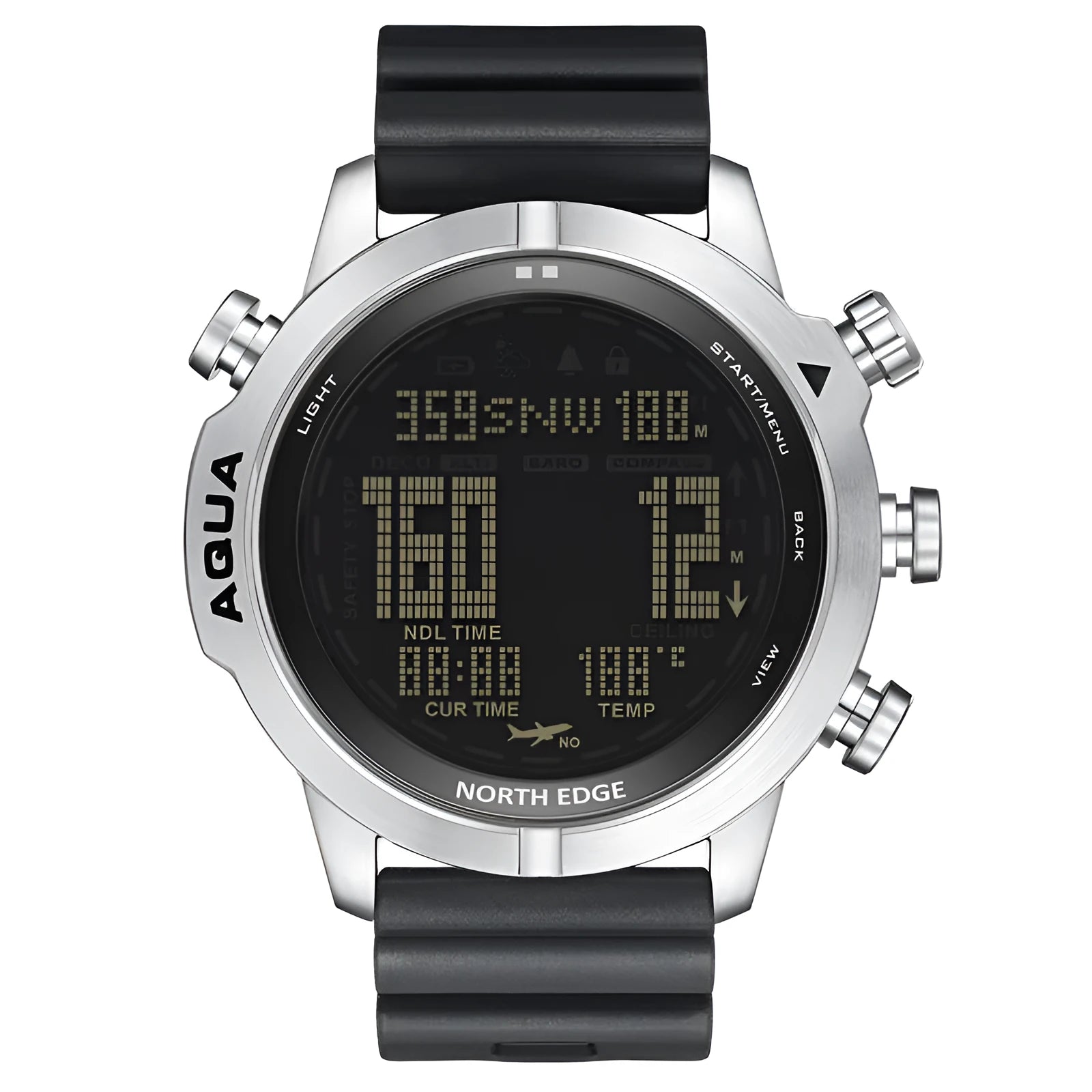 Smart watch for outdoor sports with black or white dial, 1.46-inch tempered glass screen, and 48mm case