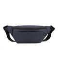 Men's outdoor casual sports crossbody shoulder bag in black nylon, waterproof, with sewing line detail