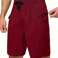 Men's quick-drying polyester beach shorts in multiple solid colours with straight-leg styling