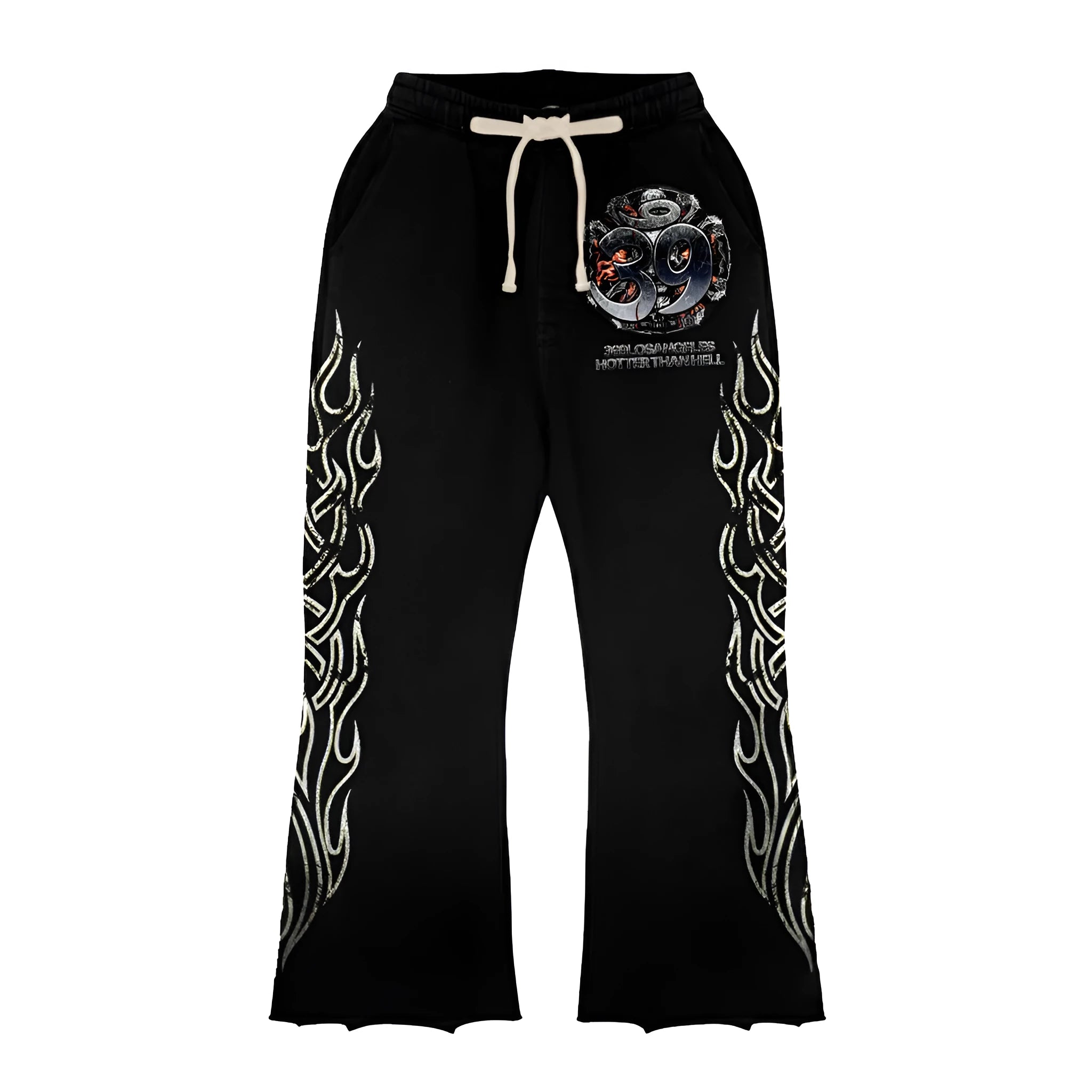 Hotter Than Hell black mid waist sweatpants for men and women, size XXS to 5XL, sports and leisure trousers.