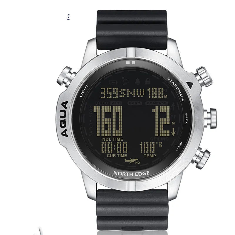 Smart watch for outdoor sports with black or white dial, 1.46-inch tempered glass screen, and 48mm case