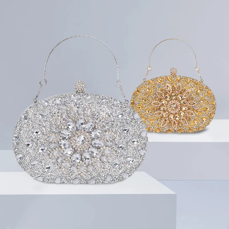 Retro European American style banquet handbag with rhinestone accents in multiple colour options