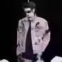 Men's American style heavyweight washed graffiti denim jeans jacket in black and grey pink colour options