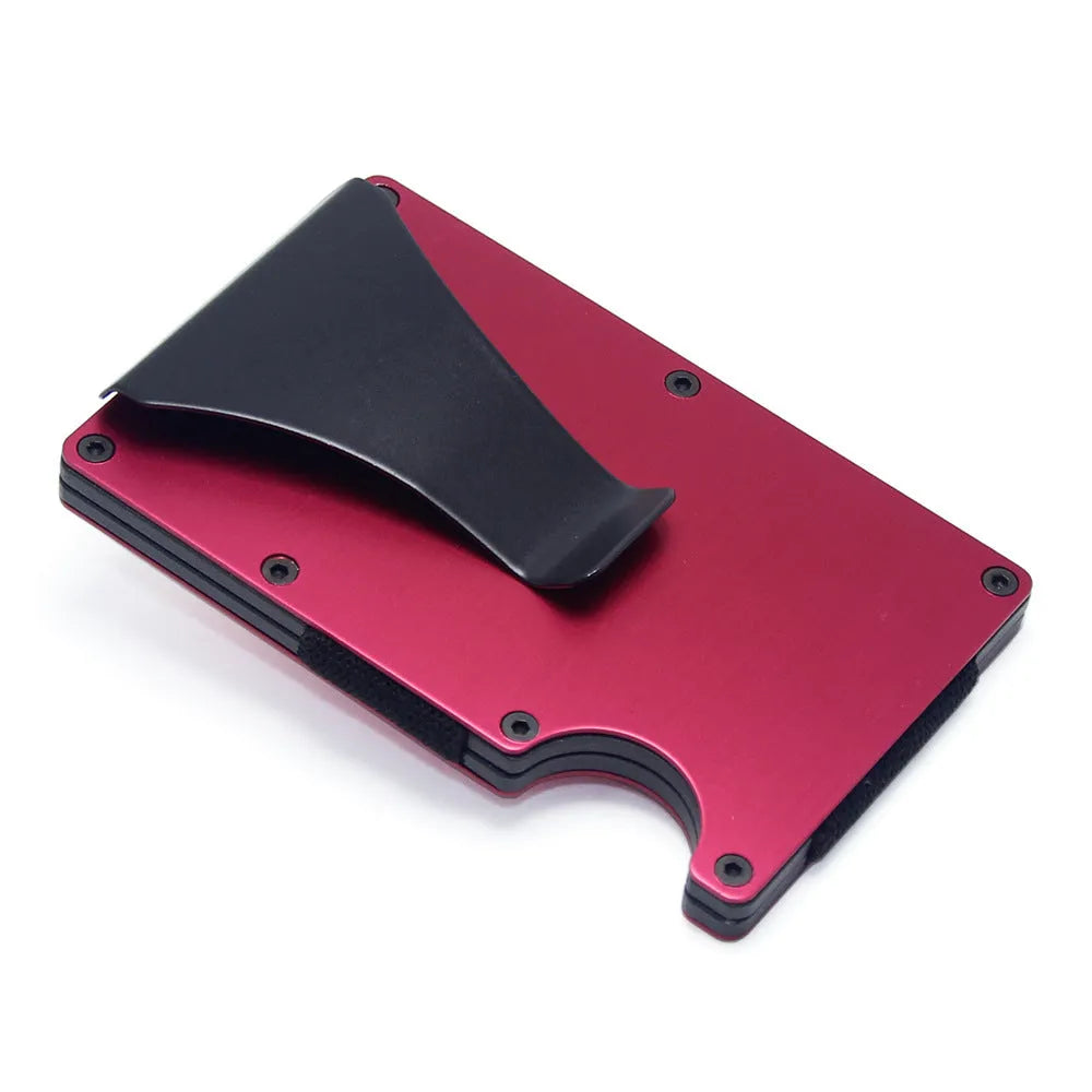 CH6600 slim geometric card holder in black carbon fibre, showing front profile and thickness.