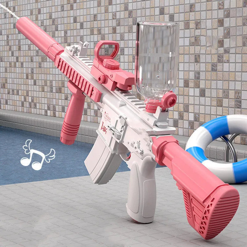 Blue automatic electric water gun toy with USB charging port
