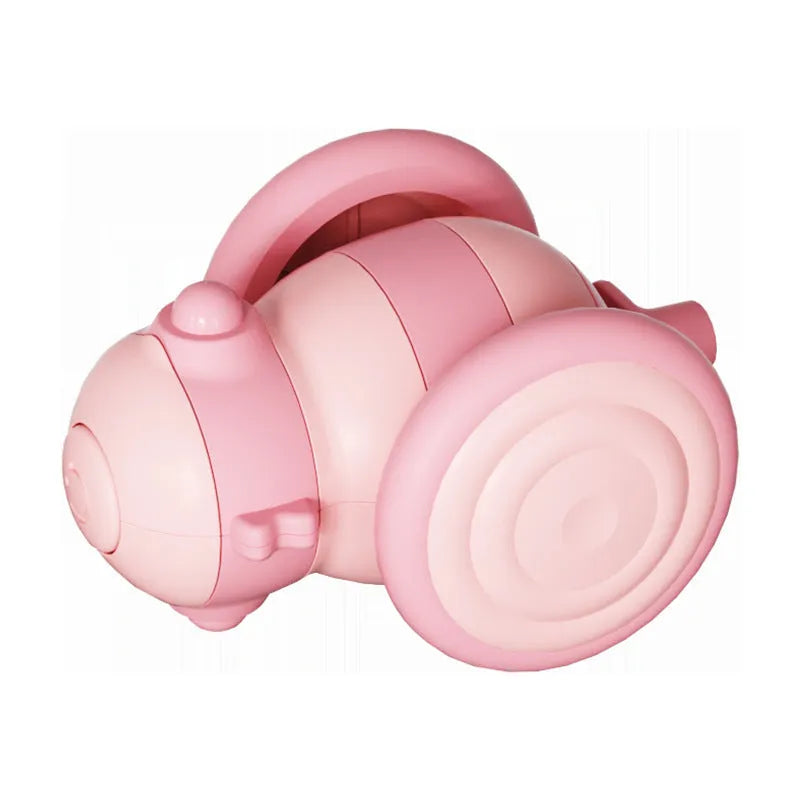 Bee-shaped electric cat car toy with feather teaser stick in pink and yellow colour options