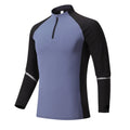 Men's long sleeve half zip stand collar workout top in solid colour, polyester, sizes S to XXXL