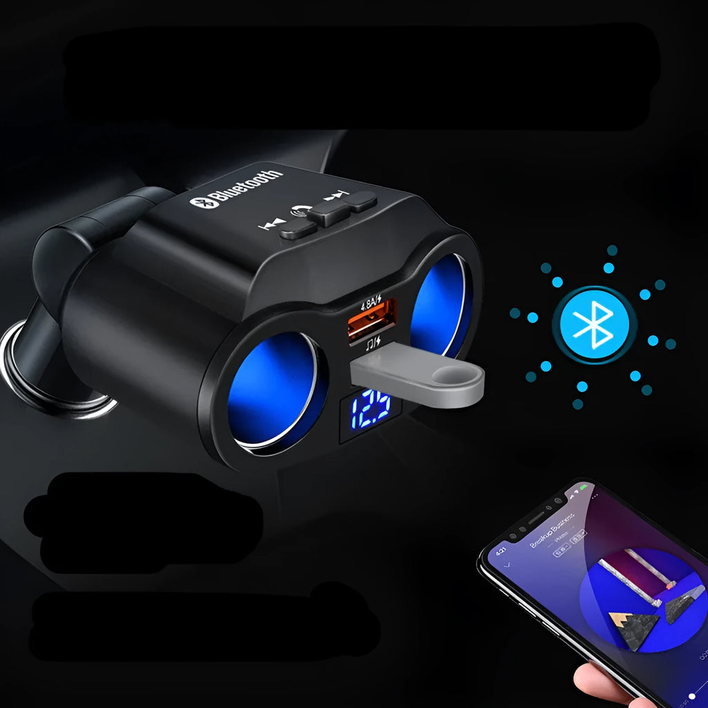 Car Bluetooth FM transmitter MP3 player with cigarette lighter plug for wireless music and hands-free calling