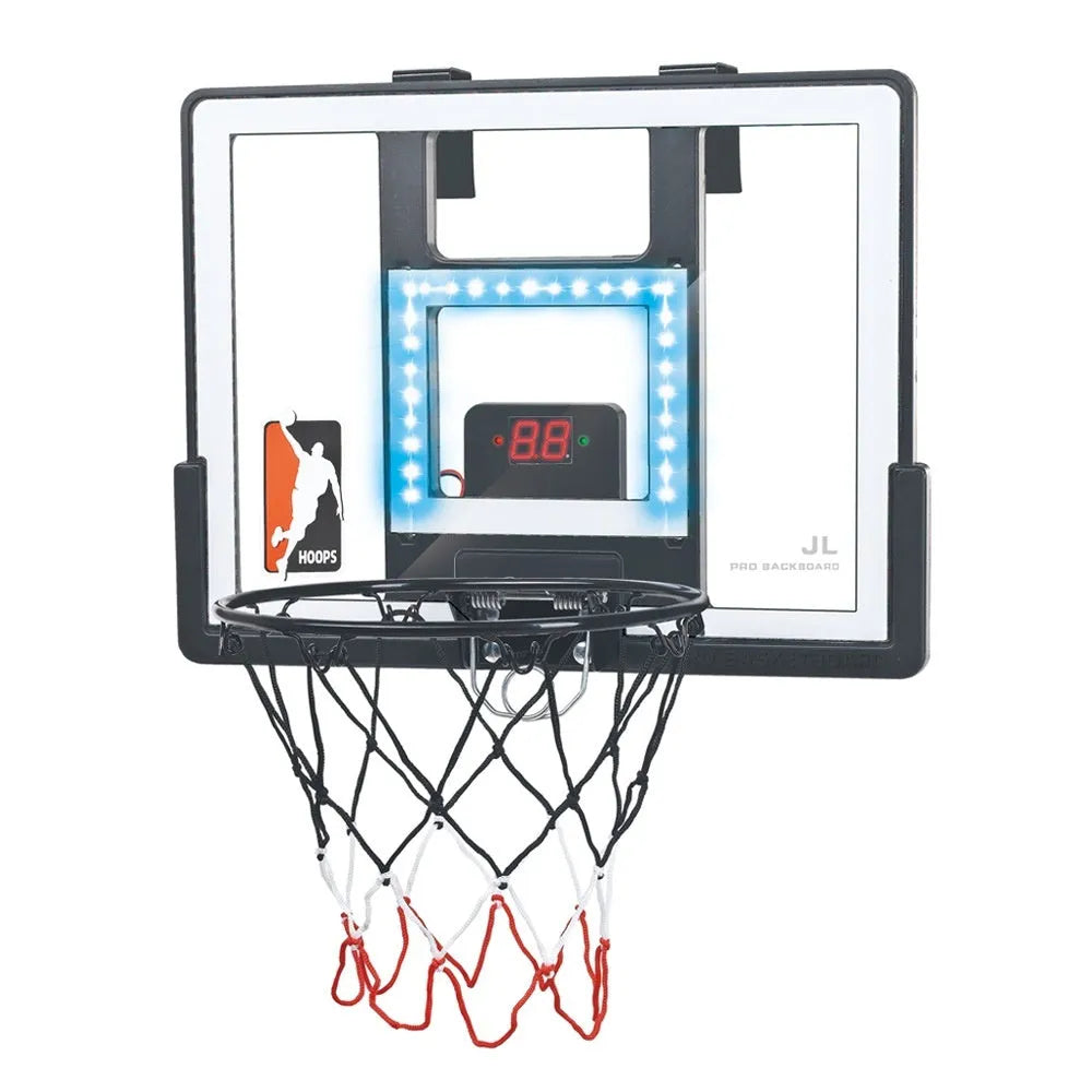 Mute Scoring Dunk Outdoor Folding Hoop with LED backboard in red, height adjustable 152cm to 180cm