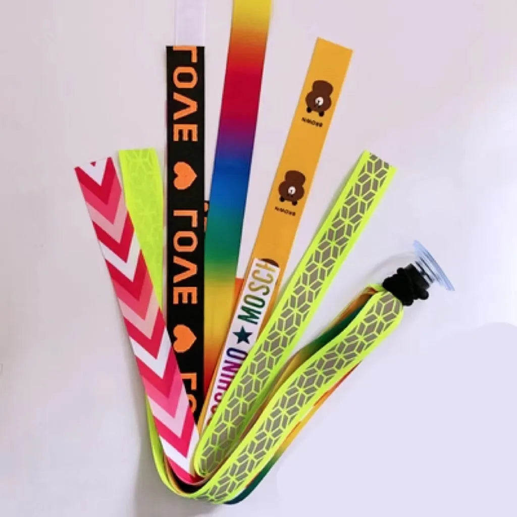A decorative ribbon streamer for attaching to a child's roller skate or ski helmet, shown in a selection of colours.