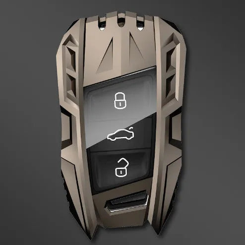Metal mecha golf auto key shell protective cover in silver colour with buckle option