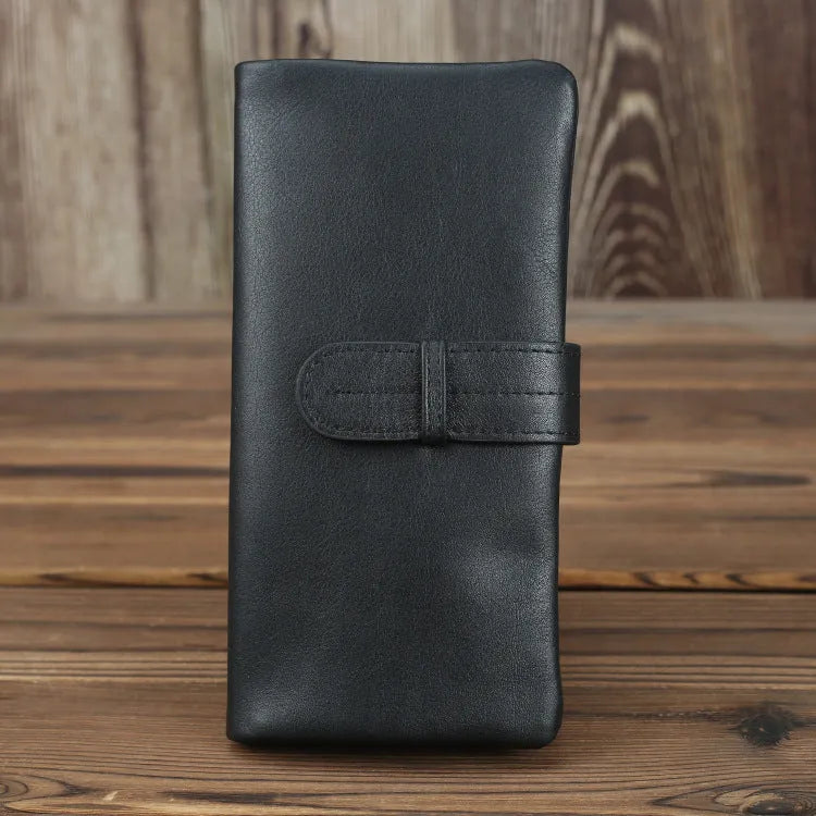 Genuine leather women's wallet with multiple card slots in brown colour showing sewing thread detailing