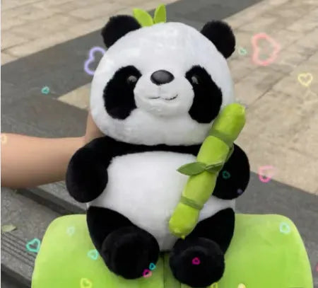 Simulated bamboo tube panda plush doll with PP cotton filling in 25cm height
