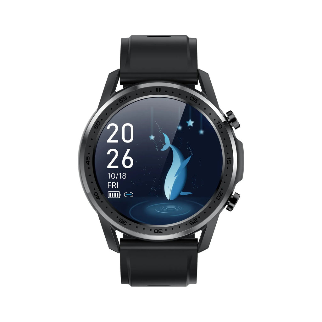 Youth2 black zinc alloy smart bracelet with screen displaying body temperature.