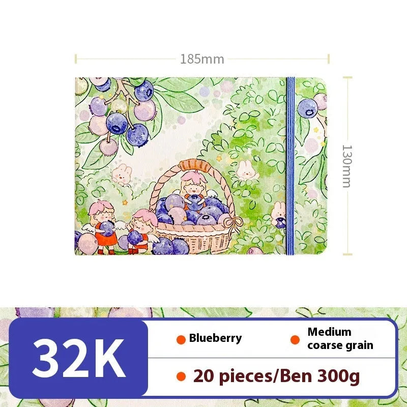 Feiluniao handmade fabric watercolour sketchbook with decorative cover, 185mm long.