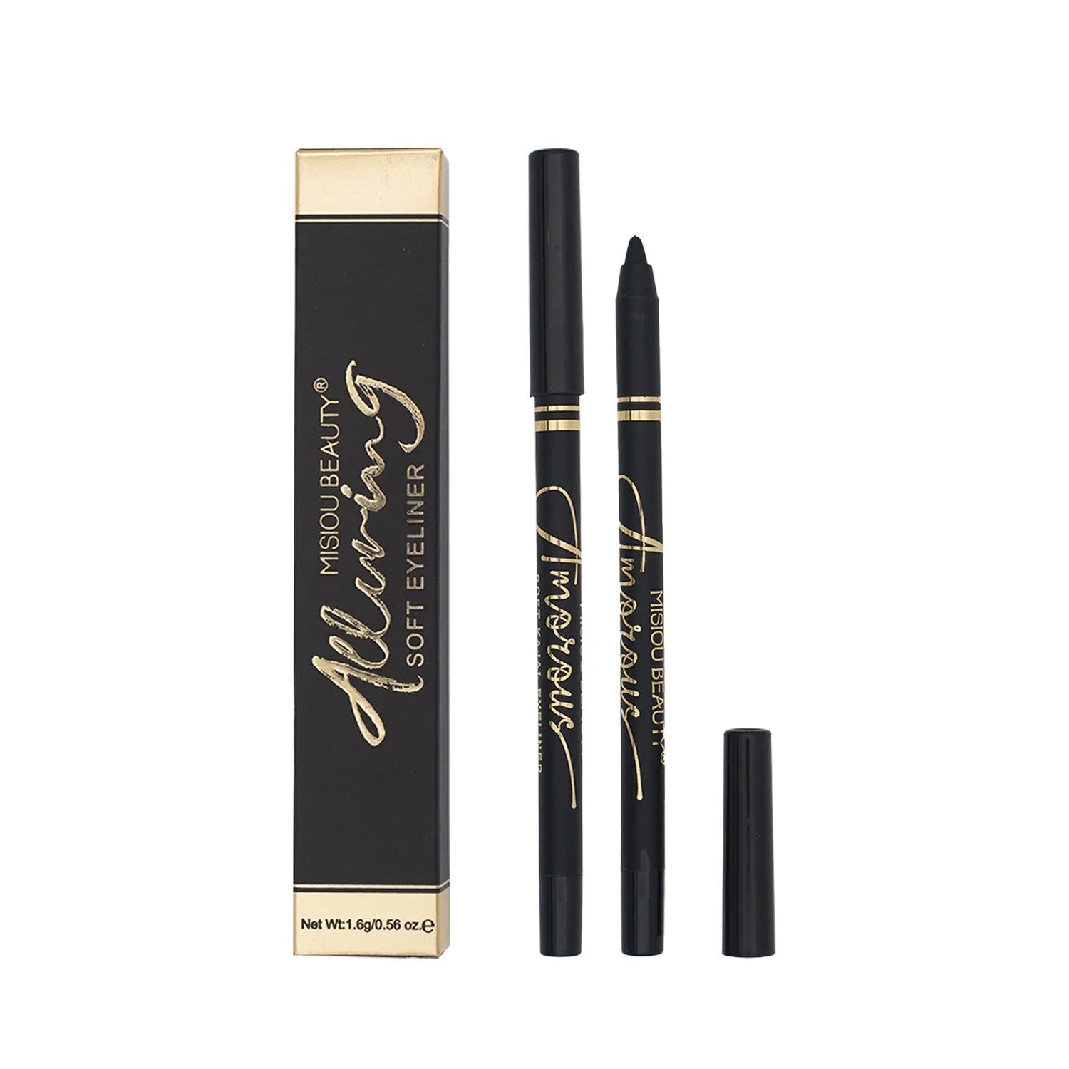Black liquid eyeliner with smooth applicator for defined eye lines