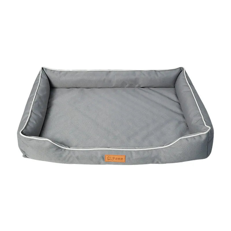 Four season Oxford fabric dog bed in gray with removable cover, available in multiple sizes for dogs
