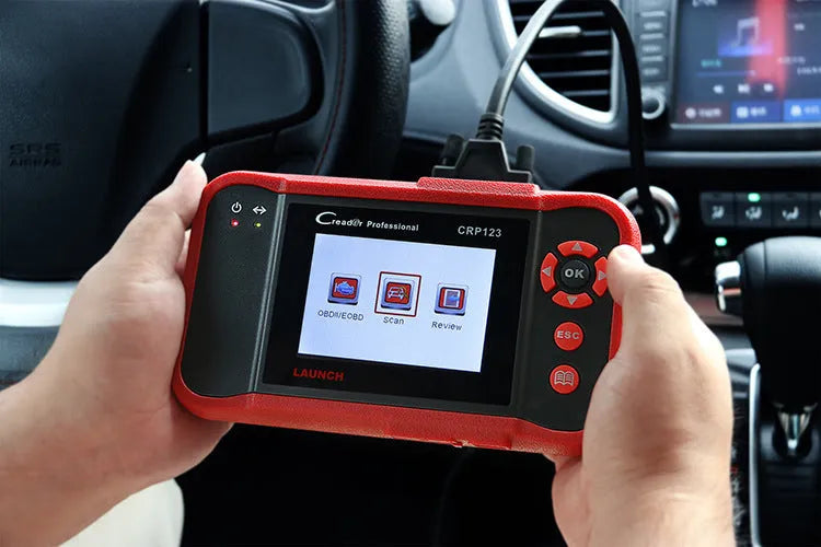 CRP123 automotive fault detector diagnostic tool scanner with cables and accessories for vehicle system analysis