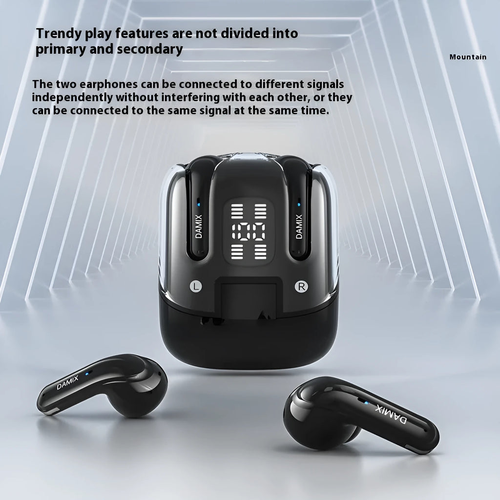 DX16 Couple Bluetooth Headset in Black with digital display and in-ear design