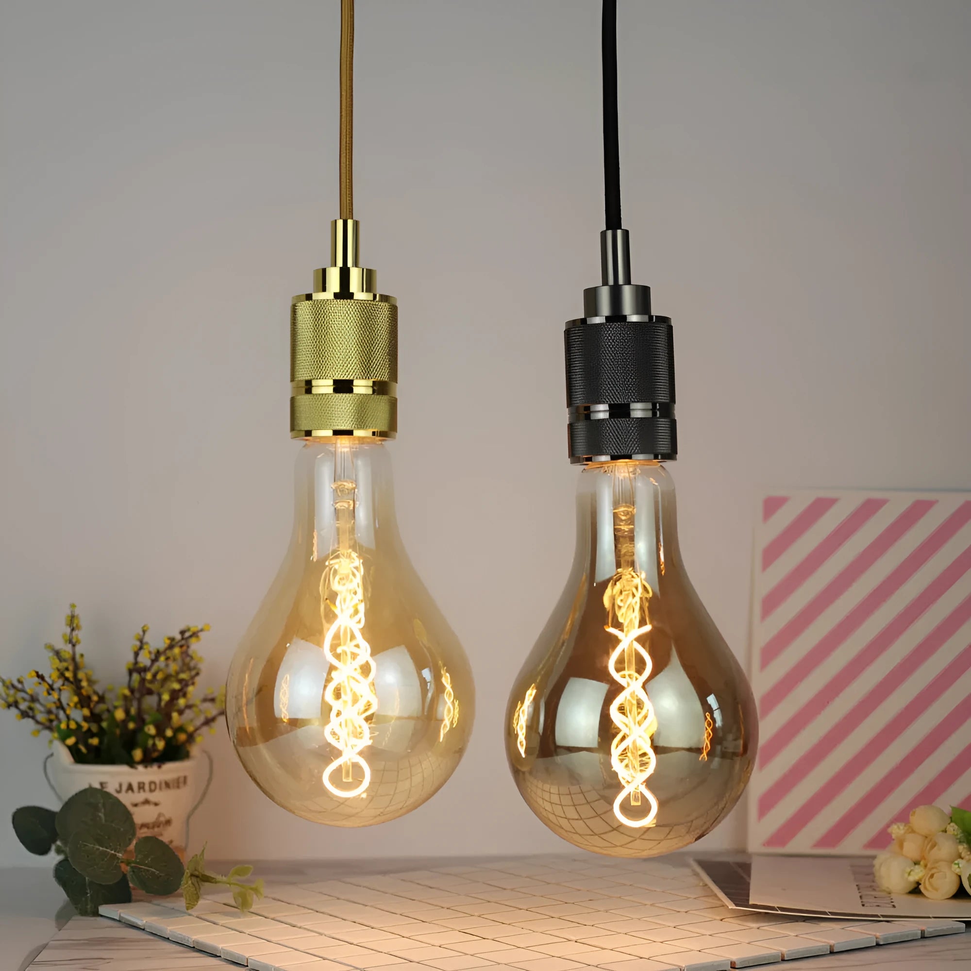 Golden double helix LED soft light strip unit measuring 110 by 200 millimetres.