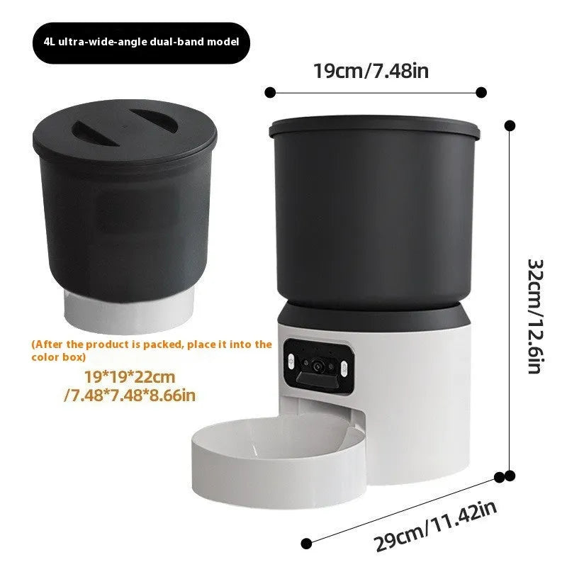 4L smart pet feeder with remote monitoring and timing functions for cats and dogs