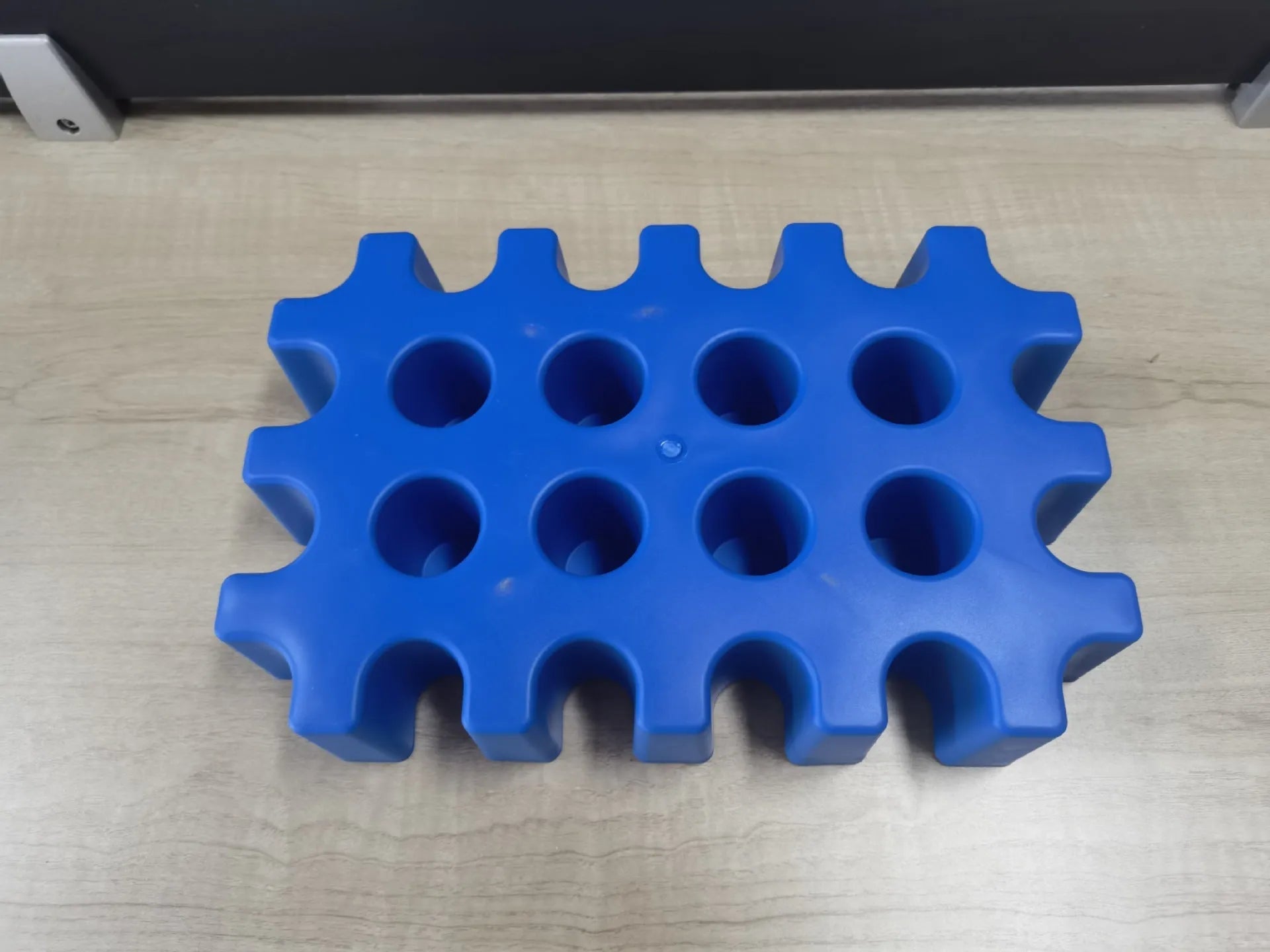 Blue polypropylene ice maker tray measuring 34cm long for outdoor camping and barbecues