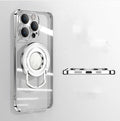 Transparent magnetic iPhone case with invisible pull-out stand in dark purple colour