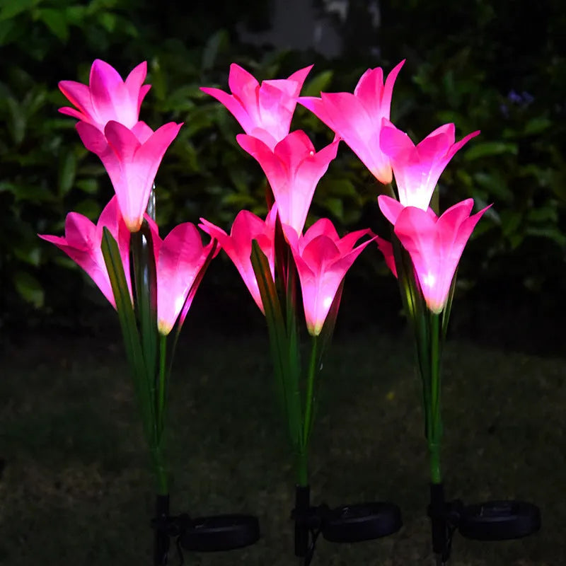 Solar-powered floral garden lantern with flower shape design, 850mm size, for outdoor courtyard and villa lighting