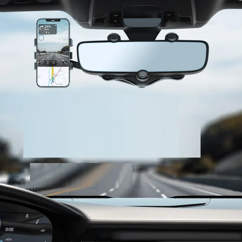 Adjustable rearview mirror navigation bracket showing left-right rotation mechanism