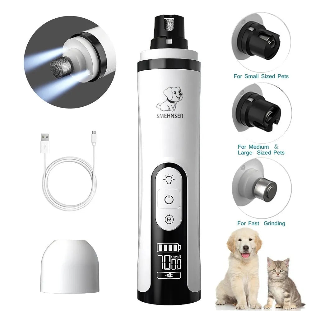 Automatic electric nail trimmer for dogs with LED display and dust collection system