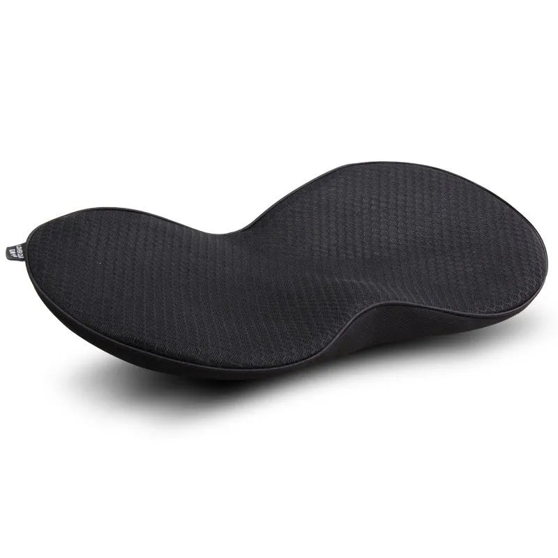 Flat style car seat cushion with memory foam filler, shown in available colours: black, beige, brown, and red.