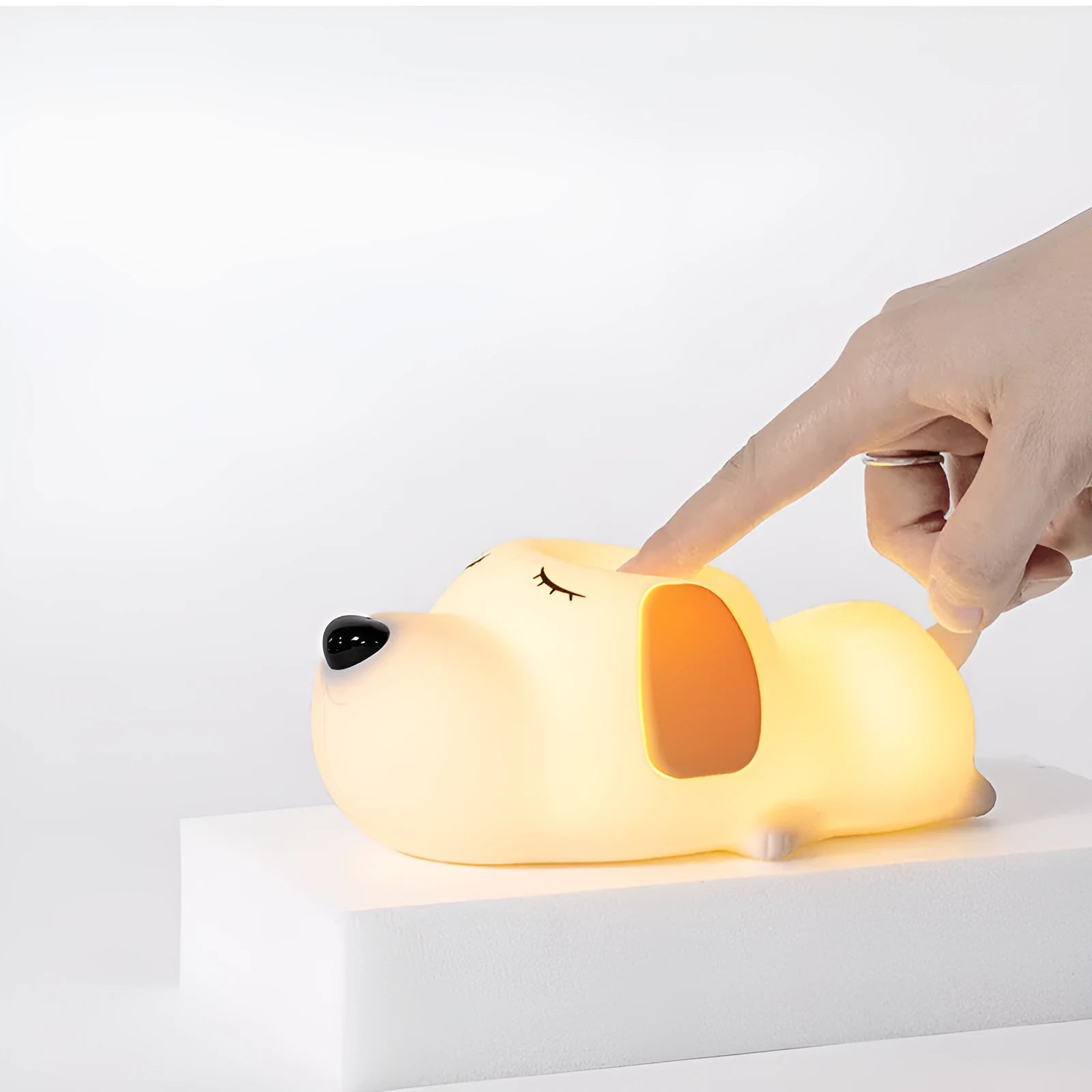 USB silicone cartoon dog night lamp with soft glow for bedroom lighting