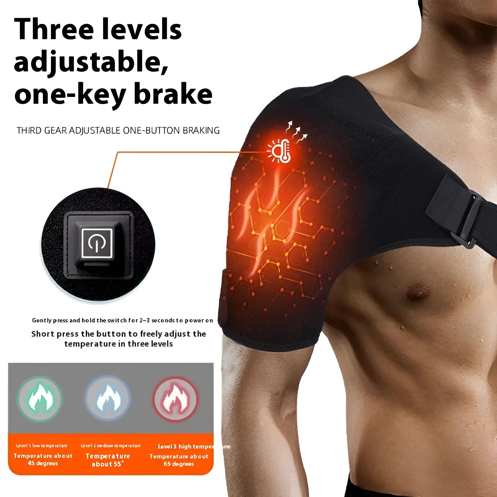 USB electric heating shoulder pad showing heating elements and padded shoulder construction