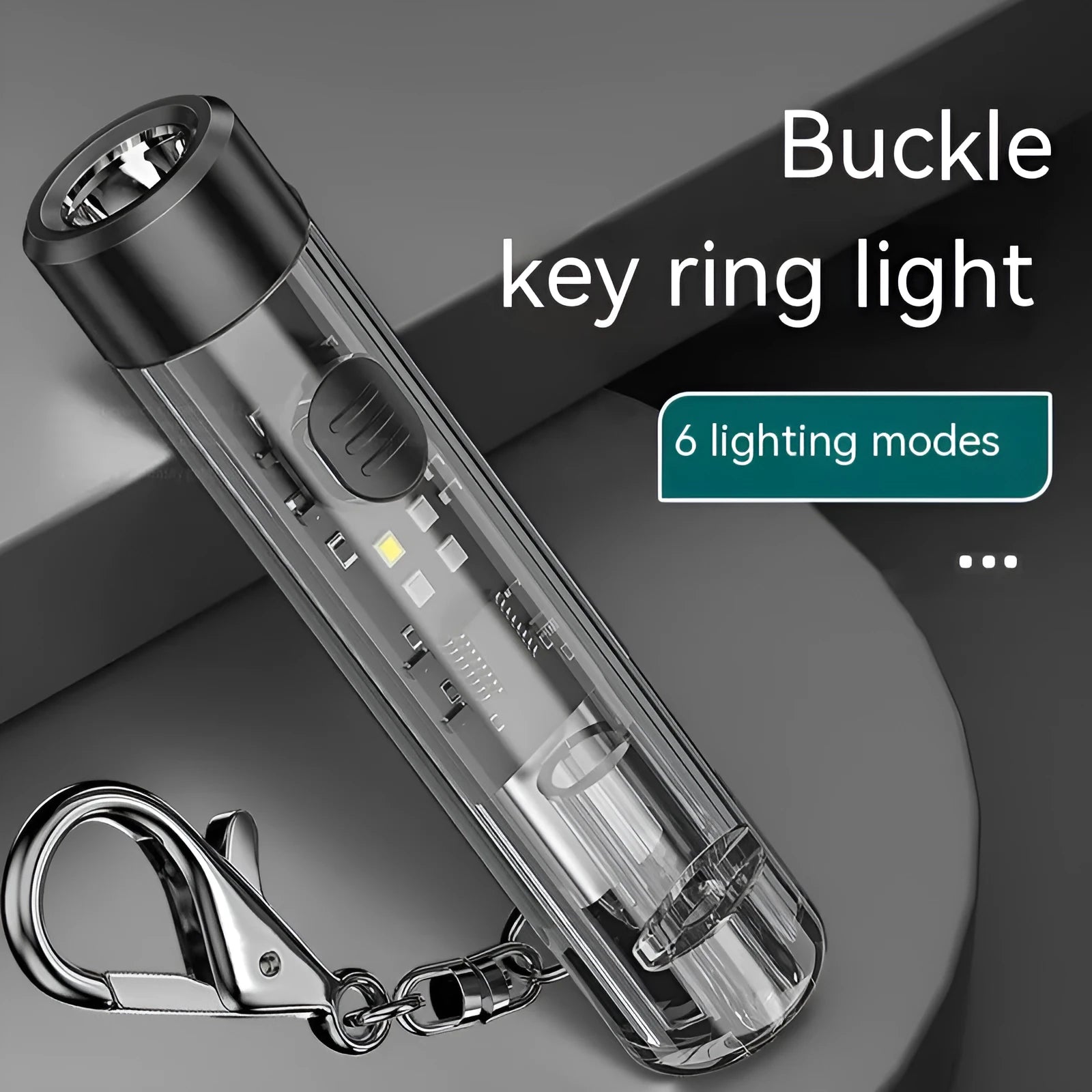 Black plastic portable flashlight with USB charging port.