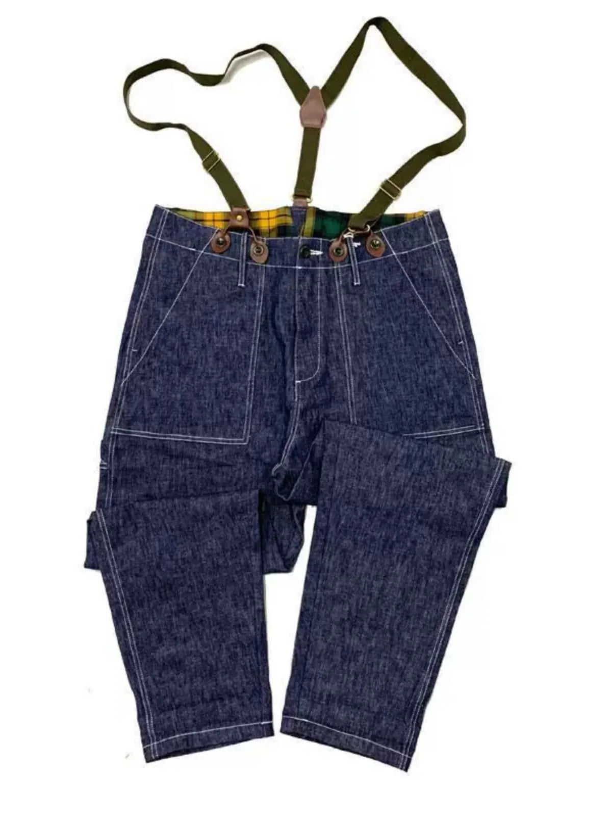 Blue men's straight strap polyester trousers for spring and autumn seasons flat lay