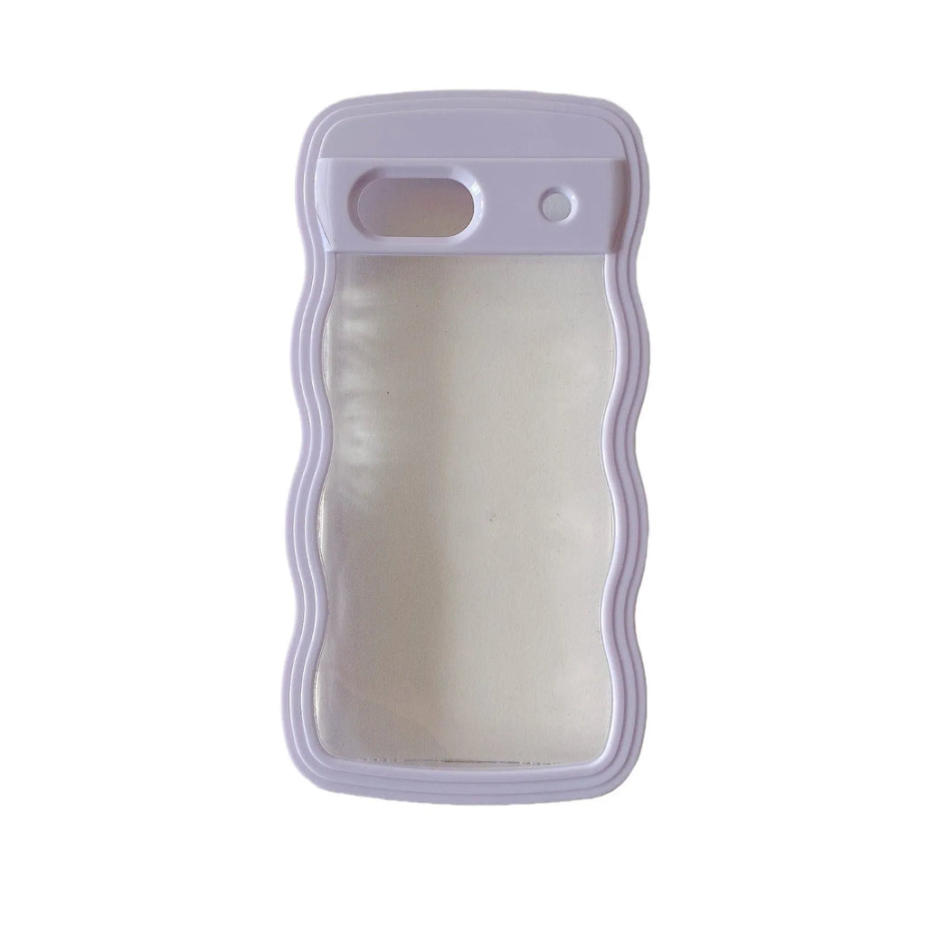 Transparent wave shell Google Pixel phone case with coloured PC hem and TPU bumper