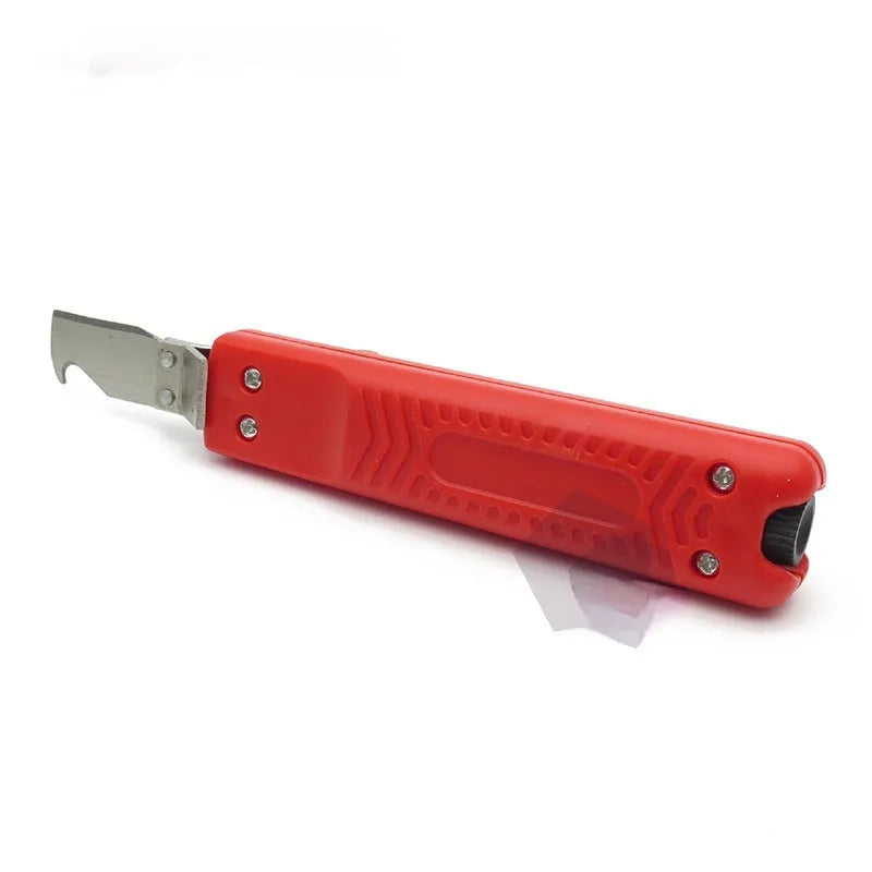 Red engineering plastic wire stripper peeler with hook blade, 170mm length, WS256 model