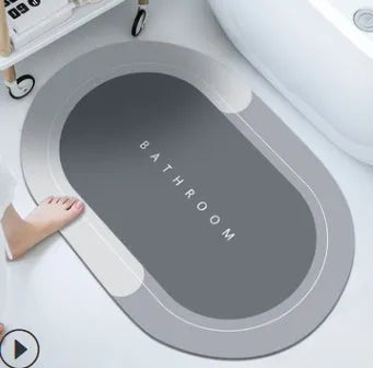 Modern simple diatom mud bathroom floor mat with non-slip rubber backing in Baikal blue colour.