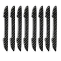 Black carbon fibre texture car door edge guard strips laid out, showing universal fit design.