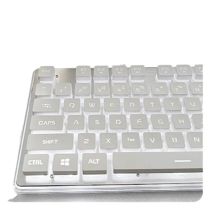 Wired quiet mechanical keyboard with backlit keys in various colour options on a desk