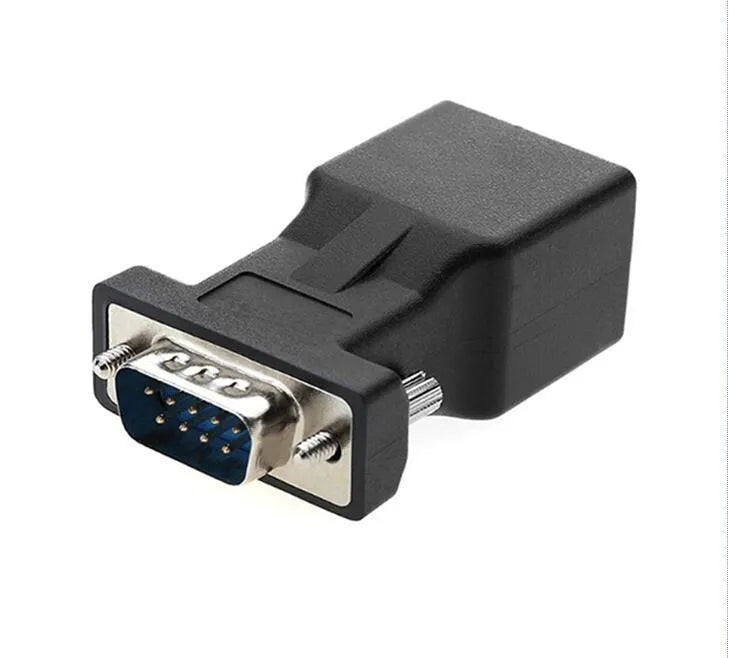 Black alloy VGA male to RJ45 adapter for computer video extension up to 20 metres