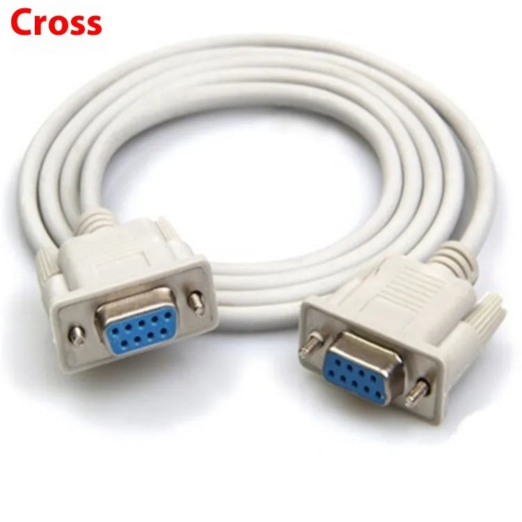 DB9 female to female RS232 cross serial cable 1.5 metres milky white